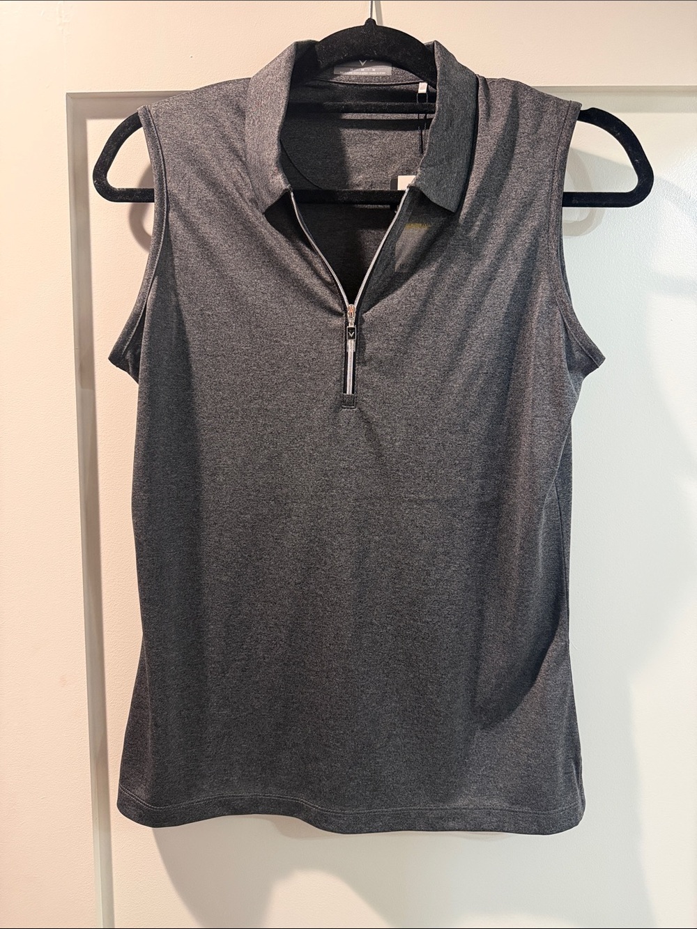 Callaway Sleeveless Quarter Zip Golf Polo - Charcoal Gray - Size M - NWT